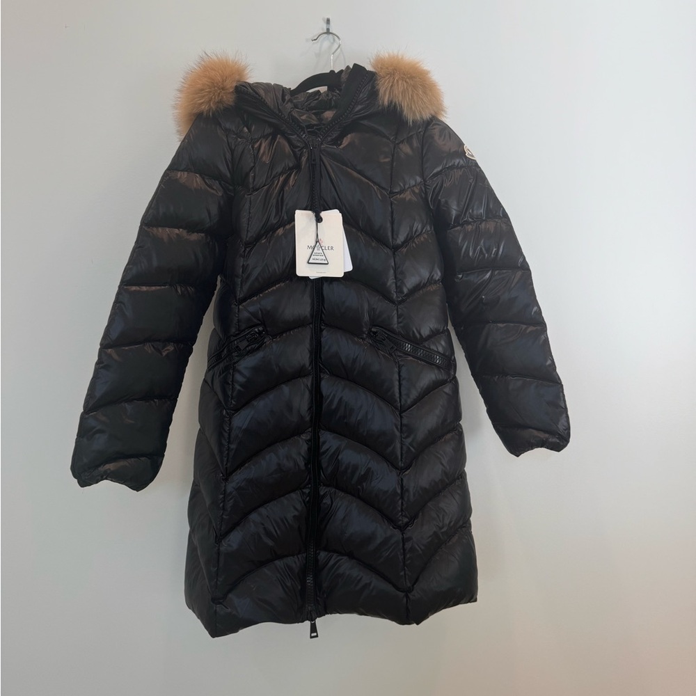 MONCLER
Marre Long Puffer Coat with Removable Shearling Trim